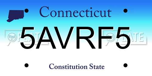 5AVRF5 Connecticut License Plate