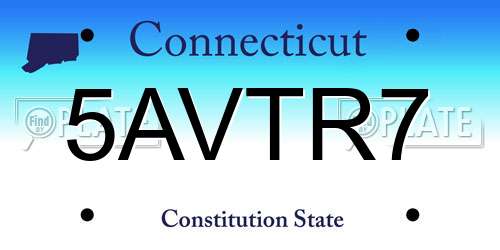 5AVTR7 Connecticut License Plate