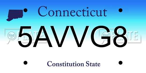 5AVVG8 Connecticut License Plate
