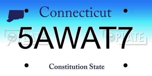 5AWAT7 Connecticut License Plate