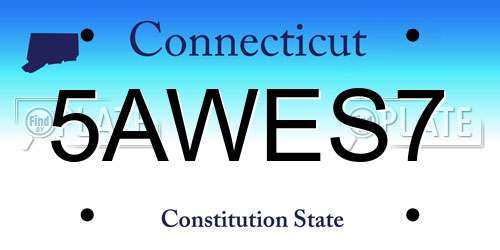 5AWES7 Connecticut License Plate