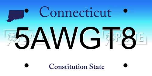 5AWGT8 Connecticut License Plate