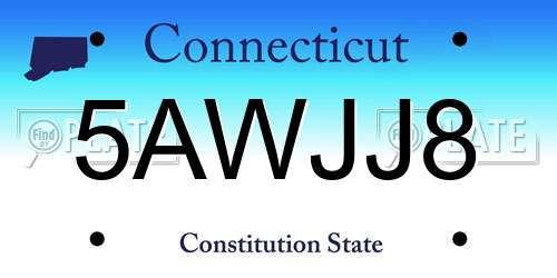 5AWJJ8 Connecticut License Plate