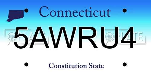 5AWRU4 Connecticut License Plate