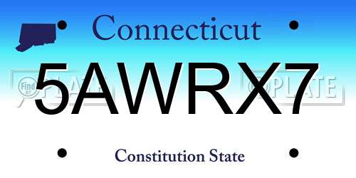 5AWRX7 Connecticut License Plate