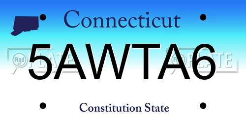 5AWTA6 Connecticut License Plate