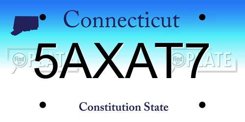 5AXAT7 Connecticut License Plate