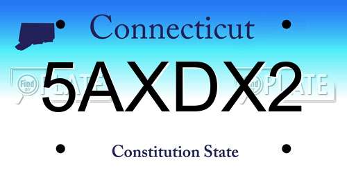 5AXDX2 Connecticut License Plate