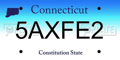 5AXFE2 Connecticut License Plate