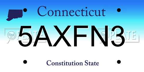 5AXFN3 Connecticut License Plate