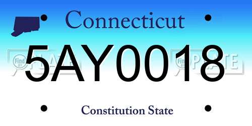 5AY0018 Connecticut License Plate