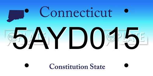 5AYD015 Connecticut License Plate