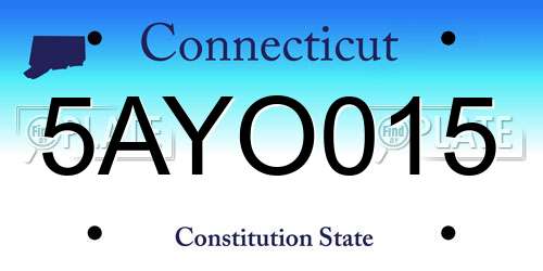 5AYO015 Connecticut License Plate
