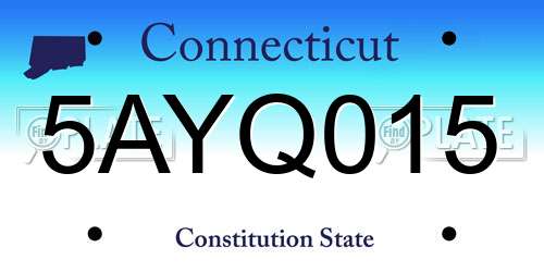 5AYQ015 Connecticut License Plate