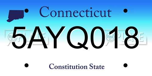 5AYQ018 Connecticut License Plate