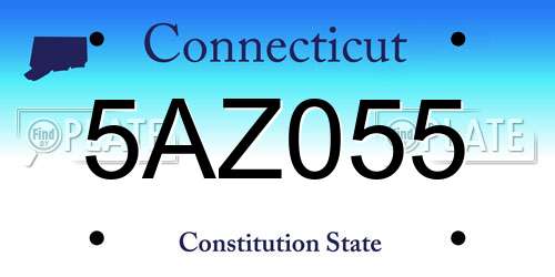 5AZ055 Connecticut License Plate