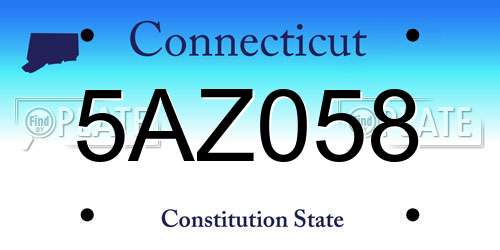 5AZ058 Connecticut License Plate