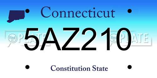 5AZ210 Connecticut License Plate