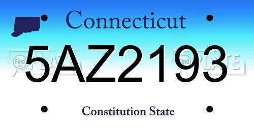 5AZ2193 Connecticut License Plate