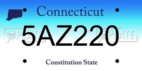 5AZ220 Connecticut License Plate