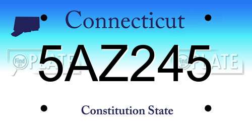 5AZ245 Connecticut License Plate
