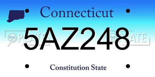 5AZ248 Connecticut License Plate
