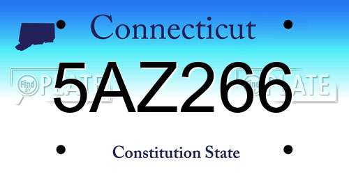 5AZ266 Connecticut License Plate
