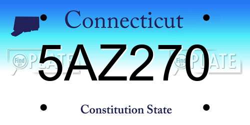 5AZ270 Connecticut License Plate