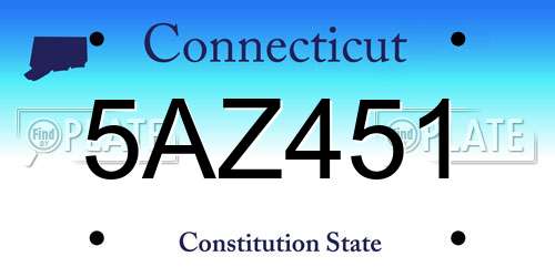 5AZ451 Connecticut License Plate
