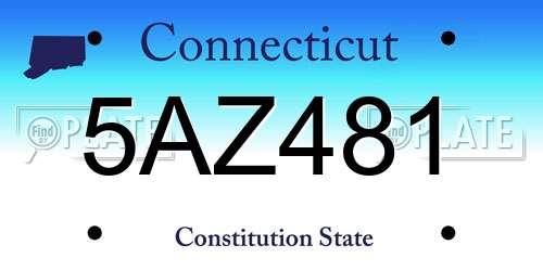 5AZ481 Connecticut License Plate