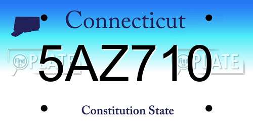 5AZ710 Connecticut License Plate