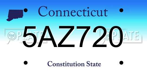 5AZ720 Connecticut License Plate