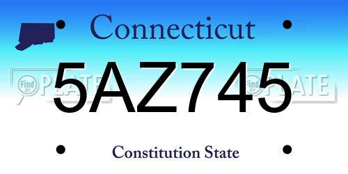 5AZ745 Connecticut License Plate