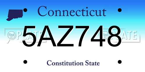 5AZ748 Connecticut License Plate