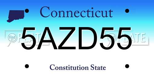 5AZD55 Connecticut License Plate