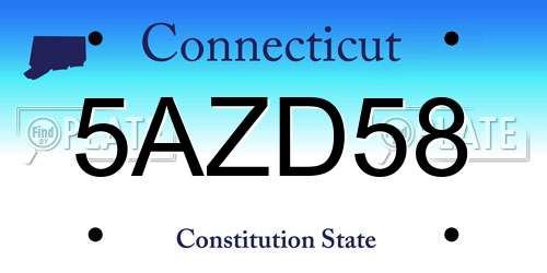 5AZD58 Connecticut License Plate