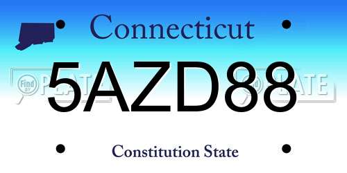 5AZD88 Connecticut License Plate