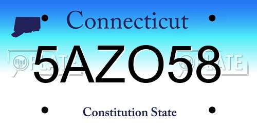 5AZO58 Connecticut License Plate