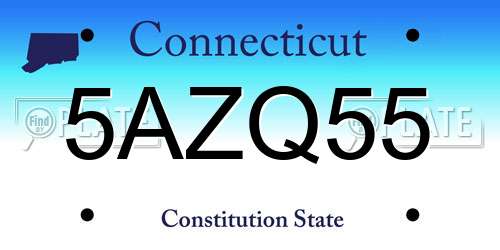 5AZQ55 Connecticut License Plate
