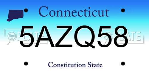 5AZQ58 Connecticut License Plate