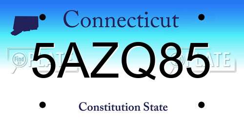 5AZQ85 Connecticut License Plate