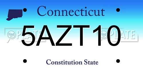 5AZT10 Connecticut License Plate