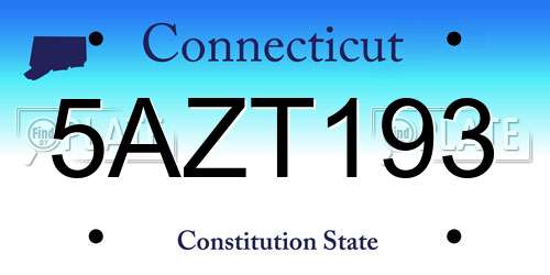 5AZT193 Connecticut License Plate