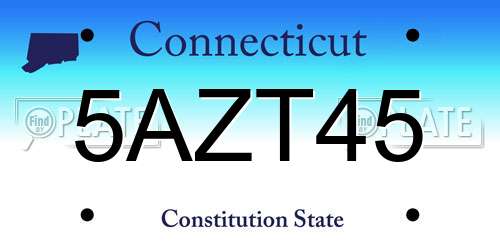 5AZT45 Connecticut License Plate