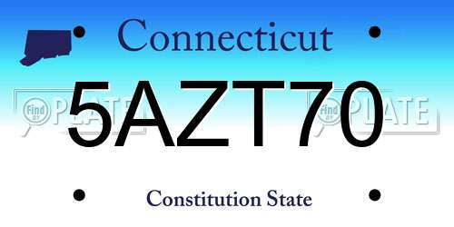 5AZT70 Connecticut License Plate