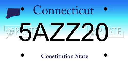 5AZZ20 Connecticut License Plate