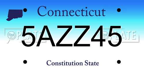 5AZZ45 Connecticut License Plate