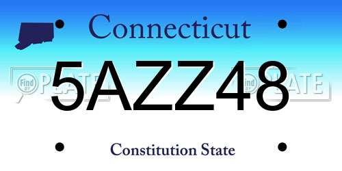 5AZZ48 Connecticut License Plate