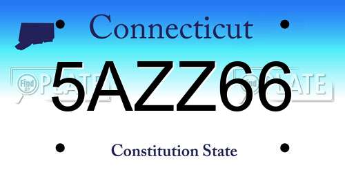 5AZZ66 Connecticut License Plate