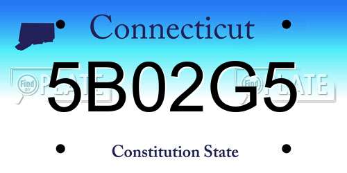5B02G5 Connecticut License Plate